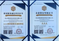 AAA質量服務誠信單位與AAA企業(yè)資信等級證書